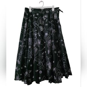 Vintage Anne Klein Full Circle Embroidered Linen Skirt Size 12